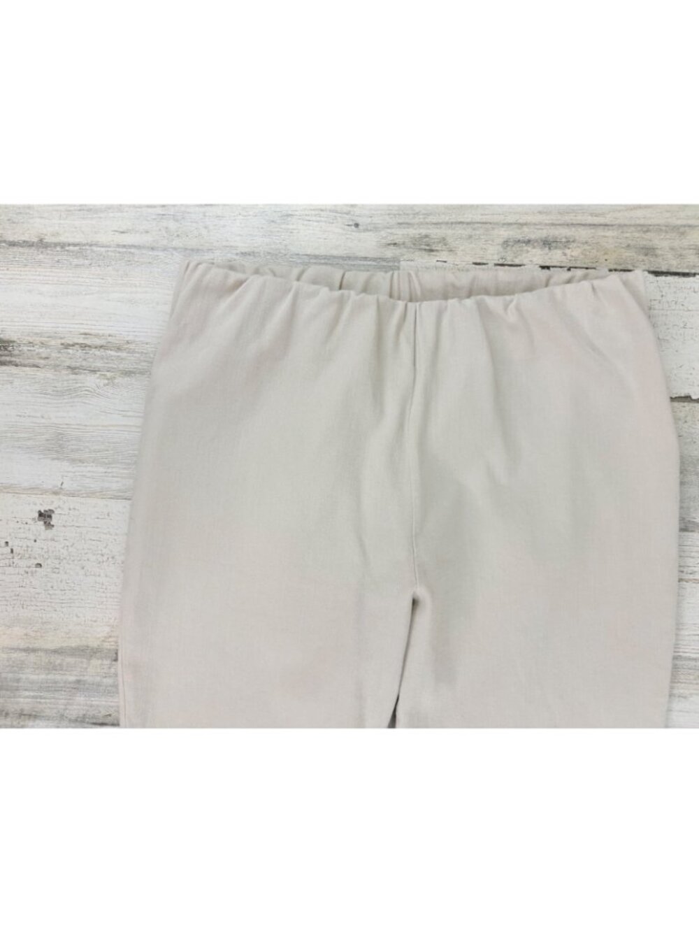 Ann Mashburn Faye Flare Cropped Pants Womens M Khaki Stretch Pants Natural - Picture 2 of 14